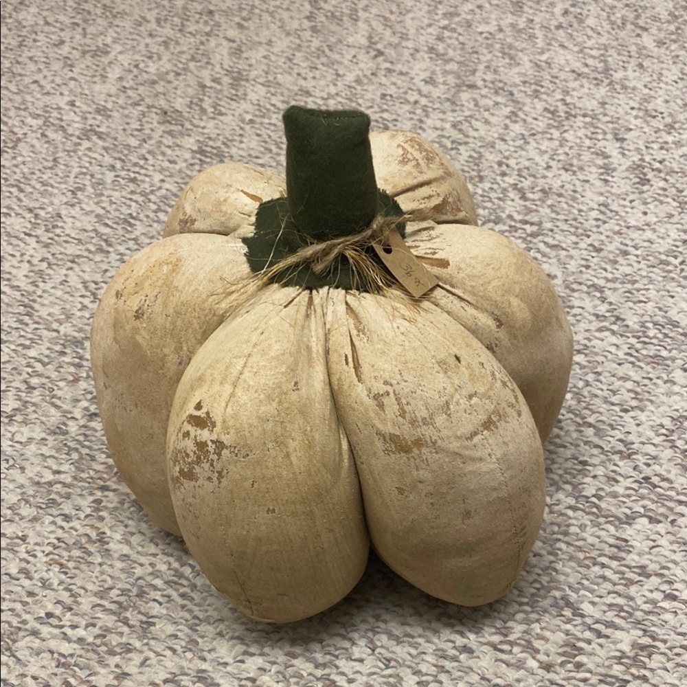Rustic Cream Fabric Pumpkin Decor